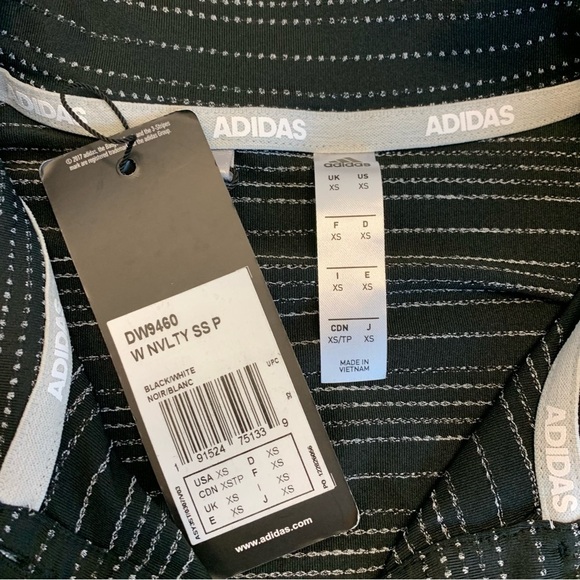 ADIDAS black white microdot short sleeve golf polo shirt Sz XS NWT - Picture 7 of 10